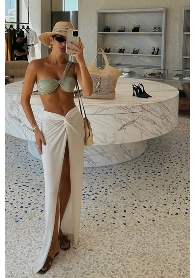 Açelyaokcu Premium Tek Omuz Juno Slim Fit Kadın Bikini Üstü Su Yeşili