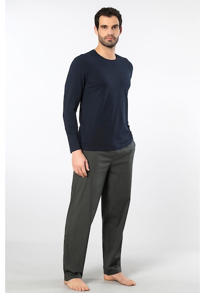 Cacharel Erkek Poplin O Yaka Uzun Kollu Pijama Takımı 2239/yeşil 5 Lacivert