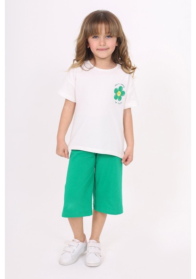 Toontoy Kids Toontoy Kız Çocuk Baskılı Kaprili Takım Çimen Yeşili