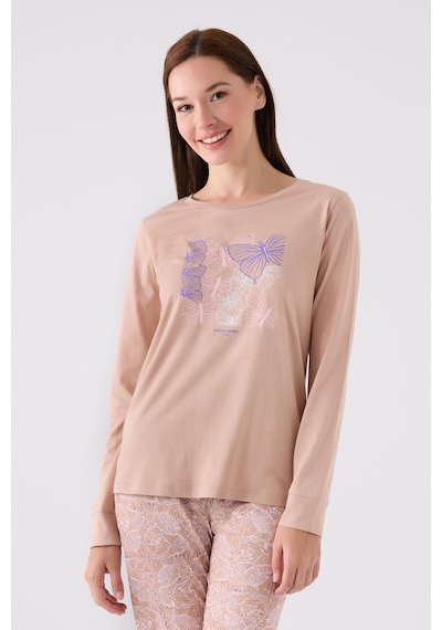 Pierre Cardin Kadın Kahverengi Pijama Takımı Pc8878-s-v1 Kahverengi