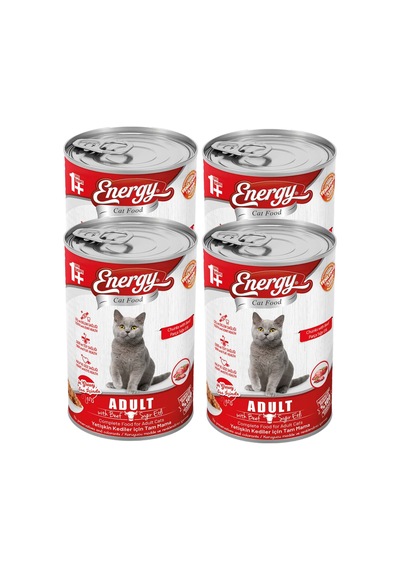 Energy Sığır Etli Yetişkin Yaş Konserve Kedi Maması 4 x 400 G