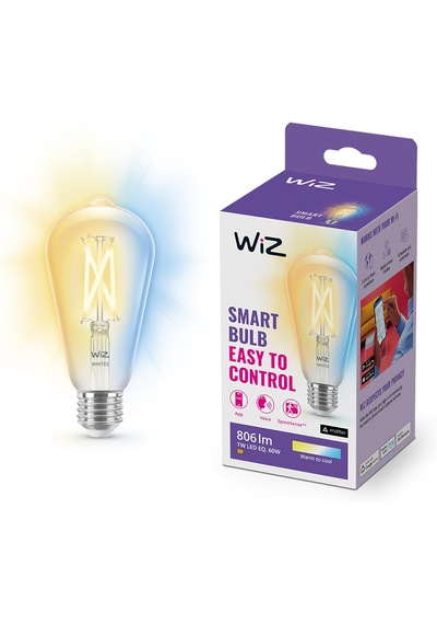 Wiz ST64 60 W Sarı-Beyaz Ambiyans E27 Şeffaf Cam Akıllı Filament Ampul