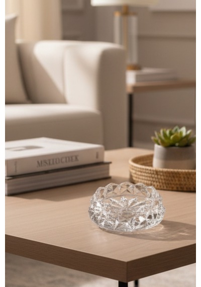 Modern Tasarım Şeffaf Cam Küllük Kül Tablası 16,5 Cm