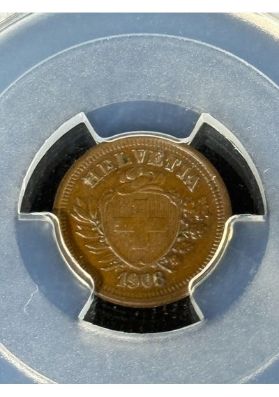 Pcgs Ms63bn Sertifikalı 1908 B İsviçre 1 Rappen Koleksiyonluk Bronz Para