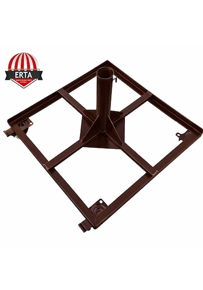 60 Cm X 60 Cm Mermerli Şemsiye Ayağı Altlığı Tekerlekli Stoplu Tüm Şemsiyelere Uyumludur Açık Kahverengi
