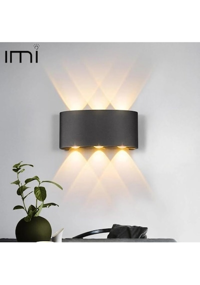 Uranüs Gün Işığı Ledli Dekoratif Işık Süzmeli Iç Ve Dış Mekan Modern Aplik Siyah