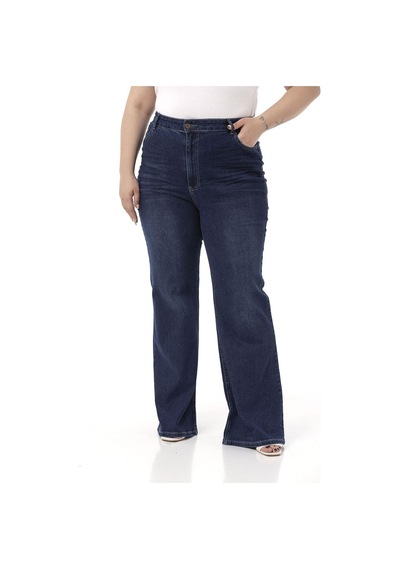 Disentis Büyük Beden Önü Kraşlı Yüksek Bel İspanyol Paça Lacivert Denim Pantolon-lacivert Lacivert