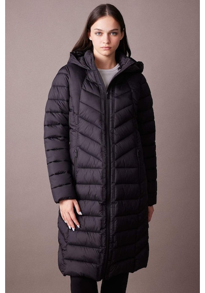 DeFactoFit Su İtici Uzun Şişme Mont Parka Kapüşonlu Slim Fit Dar Kesim Kapitoneli Fermuarlı Cepli A1556AX24WNBK81 Siyah DeFactoFit Su İtici Uzun Şişme Mont Parka Kapüşonlu Slim Fit Dar Kesim Kapitoneli Fermuarlı Cepli A1556AX24WNBK81 Siyah