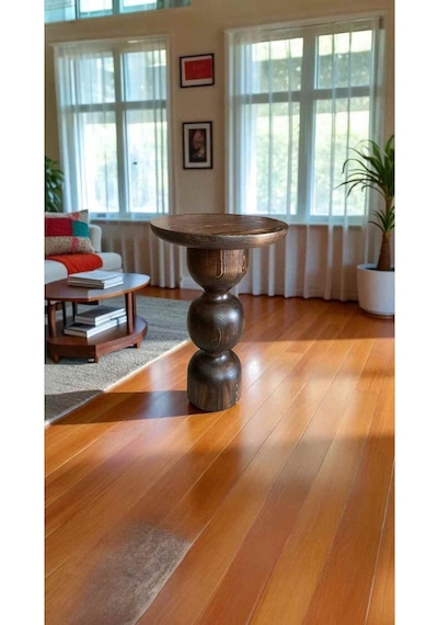 Ceviz Renk Doğal Ahşap Mantar Yan Sehpa Tekli Yan Sehpa - Mushroom Coffee Table - Walnut Ceviz