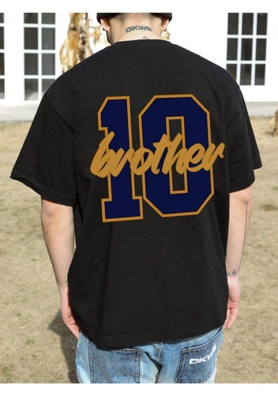 Unisex Siyah Oversize 10 Brother Baskılı Örme T-shirt Siyah-57230 Unisex Siyah Oversize 10 Brother Baskılı Örme T-shirt Siyah-57230