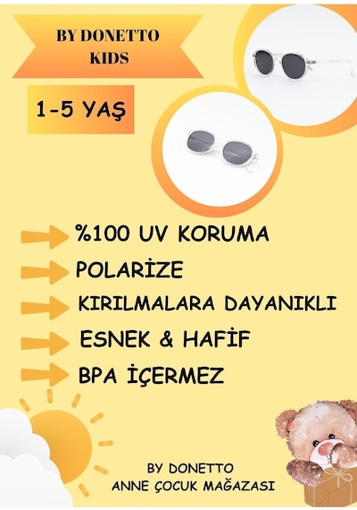 Yeni-unisex 1-5 Yaş Polarize Şeffaf Çocuk Güneş Gözlüğü Şeffaf
