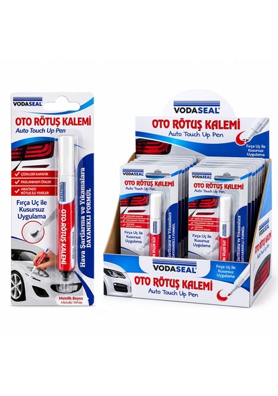 12 Adet Metalik Beyaz Oto Rötuş Kalem Fırça Uç 5ml