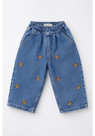 Minigimin Cicileri Ayıcık İşleme Desenli Unisex Çocuk Pantolon - Mavi