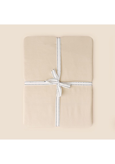 Soft Basic Çift Kişilik Düz Kenar Saten Çarşaf - Bej - 240x260 Cm Çok Renkli