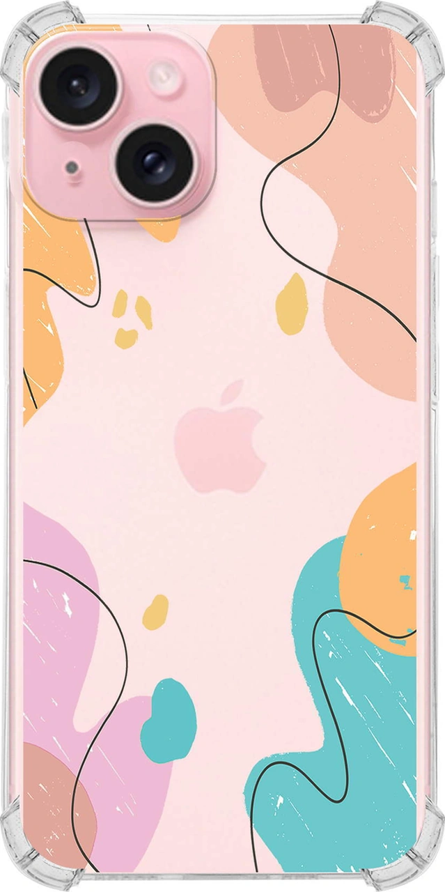 Apple Uyumlu iPhone 15 Kamera Açık Köşe Korumalı Karışık Renkler Şeffaf Kılıf