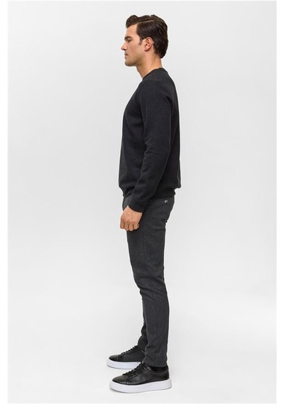SÜVARİ Siyah Regular Düz Bisiklet Yaka Sweatshirt Siyah