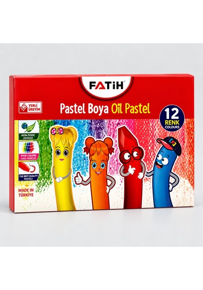 Fatih Pastel Boya 12 Renk Karton Kutu Çok Renkli