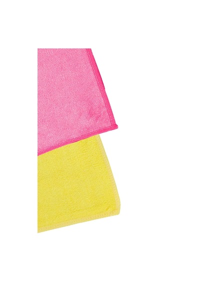 Silver Home Universal Parlak Doku Mikrofiber Temizlik Bezi Pembe - Sarı 2'li 50 x 70 CM