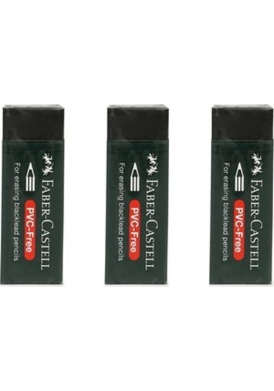Faber-castell 7089/20 Siyah Silgi, 3'lü