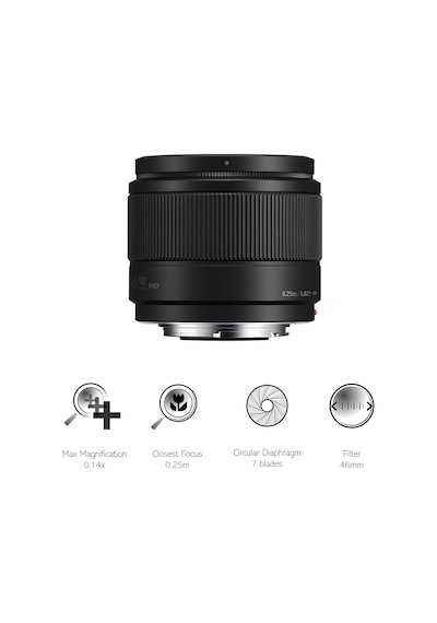 H-h025e Lumıx G Sabit Yanma Genişliği 25 Mm F1.7 Asph. Objektif Görüntü Açısı 47 , Filtre Boyutu 46 Mm, Yakın Ayar Sınırı 0,25 M Siyah Çok Renkli