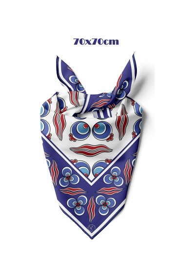 Mavi Girdap Desen 70 70cm Bandana/fular Çok Renkli