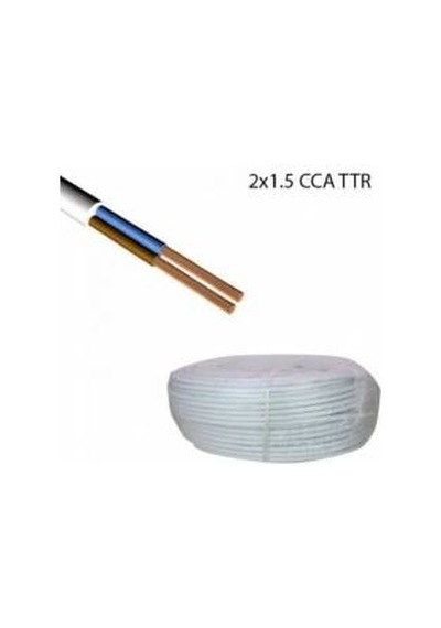 (25 Metre) 2x1.5 Ttr Cca Elektrik Kablosu-cca Kablo Beyaz 2x1.5