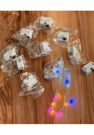 Lgbt Renkli Led Işık Pilli 3 Modlu Dekoratif Süs 10 Lu Set Toplam 15 M Her Bir Paket 1,5 M Çok Renkli