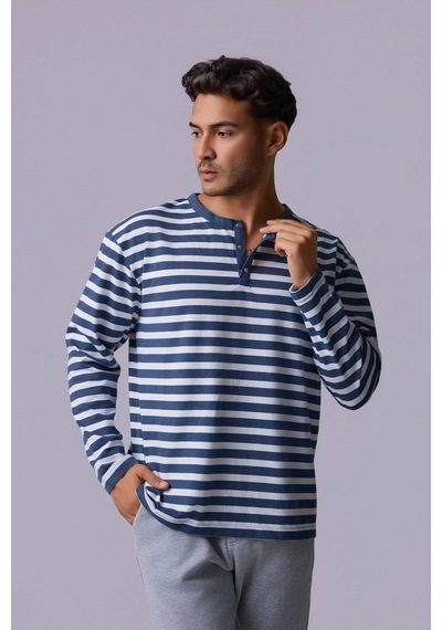 Defys Defy S Erkek Oversize Çizgili Uzun Kollu Çıtçıtlı Yaka Tişört İndigo-beyaz - 611495481 İndigo-beyaz Defys Defy S Erkek Oversize Çizgili Uzun Kollu Çıtçıtlı Yaka Tişört İndigo-beyaz - 611495481 İndigo-beyaz