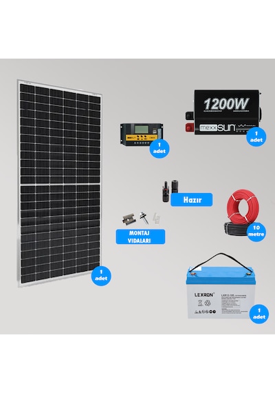 Mini Bağ Evi Ve Karavan Solar Güneş Enerji Sistemi 1200wh Depolama
