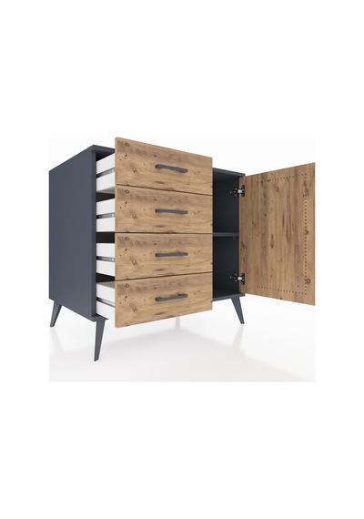 Kronos Şifonyer Tek Raflı 4 Çekmeceli Tek Kapaklı 88x59x80 Antrasit-çam Çam Kronos Şifonyer Tek Raflı 4 Çekmeceli Tek Kapaklı 88x59x80 Antrasit-çam Çam