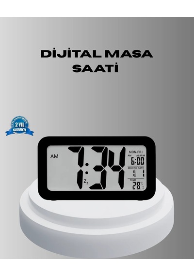 Dijital Masa Saati Sensörlü Aydınlatmalı Alarm Ve Sıcaklık Ölçerli Siyah 29599585