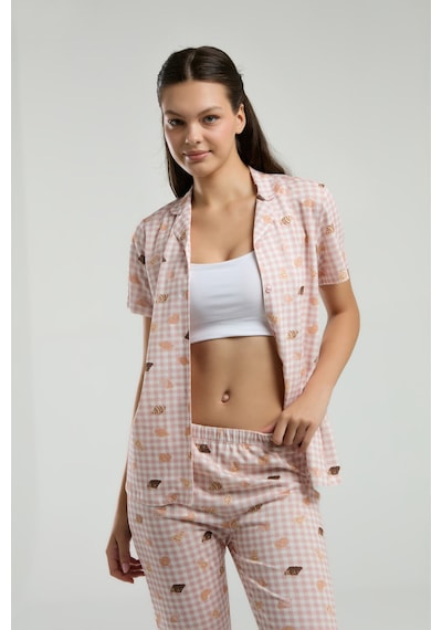 Rolypoly Kadın Beyaz Gömlek Pijama Beyaz