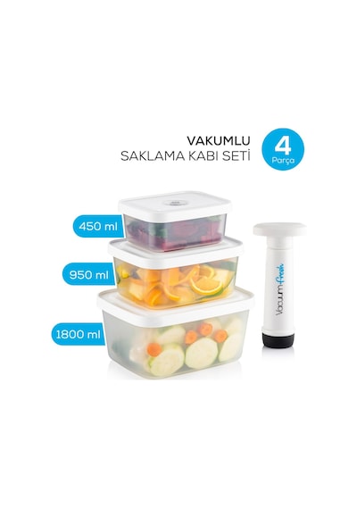 Vienev Vacuumfresh 4 Parça VakuMLu Gıda Saklama Ve Vakum Pompa Seti