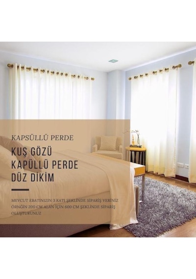 Kapsüllü Kuş Gözü Tül Perde Düz Perde Seçenekleri Çok Renkli