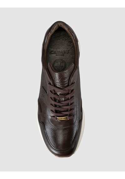 Cabani Kahverengi Erkek Hakiki Deri Sneaker Ayakkabı Kahve