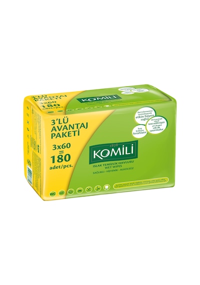 Komili Klasik Islak Havlu Mendil 2'Li 3 X 60'Lı