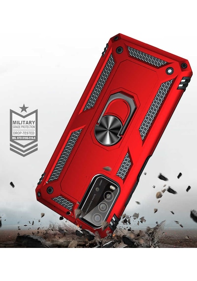 Xiaomi Poco M3 Kılıf Kamera Koruyucu Manyetik Standlı Tank Koruma Pazarplus Siyah