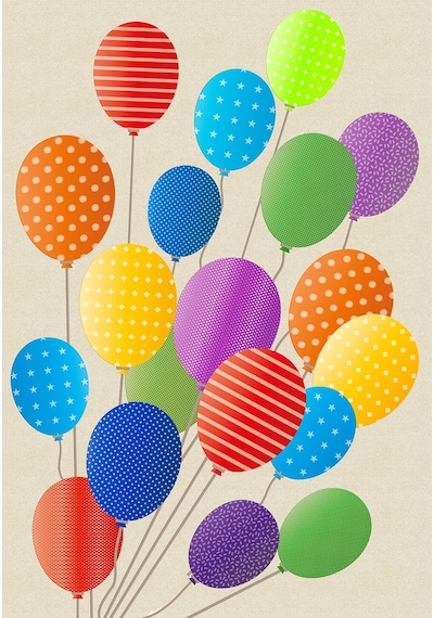 Dijital Baskılı Renkli Balon Desenli Dekoratif Yıkanabilir Kaymaz Taban Çocuk Halısı Çok Renkli