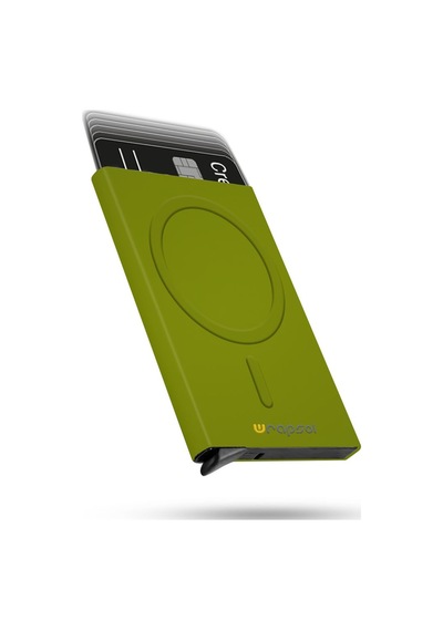 Wrapsol Magsafe Mekanizmalı Kartlık Rfid Korumalı Alüminyum Otomatik Kredi Kartlık Renkli Parlak Saks Mavi Mat Zeytin Yeşili Mat Zeytin Yeşili Yağ Yeşili