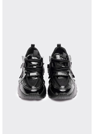 Derinet Bağcıklı Günlük Kadın Sneaker Siyah Siyah