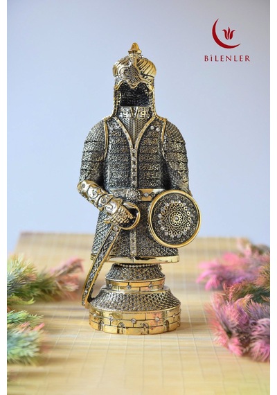 Fetih Zırh Ayetel Kürsi Biblo 11x27 Cm Orta Boy Gümüş Renk Metal Dekoratif Aksesuar Sarı