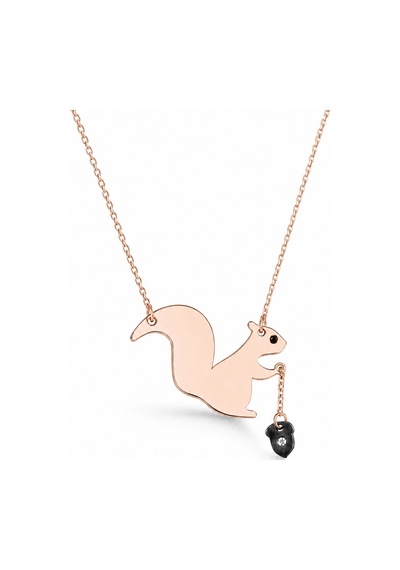 Sincap Taşlı Gümüş Kolye - Rose Rose Gold