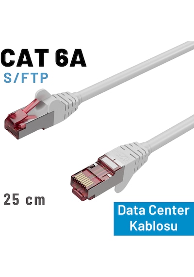 Irenıs 25 Cm Beyaz Cat 6a S/ftp Ethernet Data Center Patch Kablo