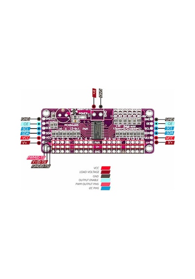 Pca9685 I2c 16 Kanal Programlanabilir 12 Bit Pwm Sinyal Oluşturucu Kartı Servo Motor Sürücü