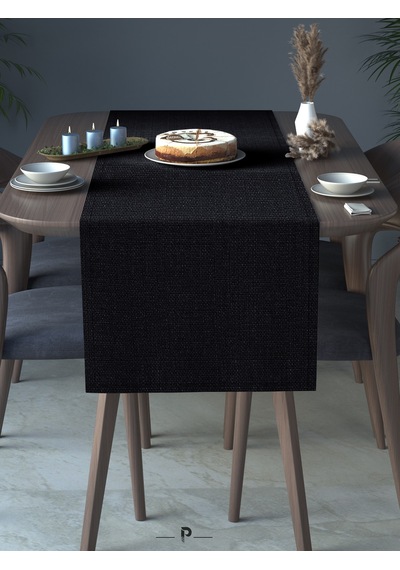 Br Perle Perle Home Keten Dokulu Runner Siyah Renk Dekoratif Şık Runner Örtü