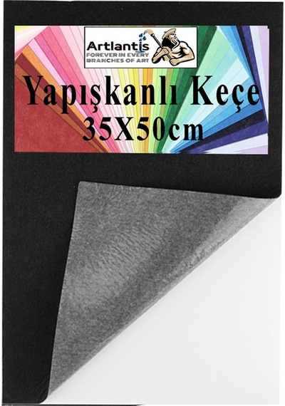 Yapışkanlı Keçe 35x50 Cm 1 Adet 2.0 Mm Kendinden Yapışkanlı Renkli Hobi Keçesi Elişi Keçe Kumaşı Anasınıfı Kreş Etkinlik Siyah