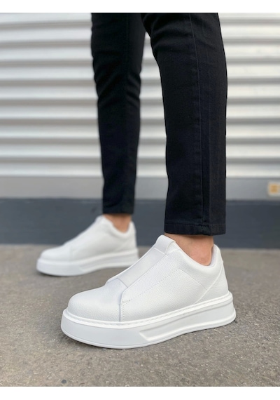 Jy007 Alba Bağcıksız Cilt Erkek Günlük Sneaker Ayakkabı Cbt Beyaz Beyaz