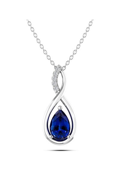 Pırlantalı Sonsuzluk Safir Kolye
