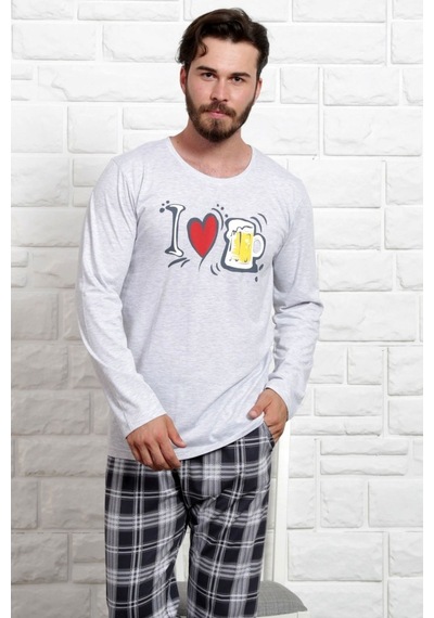 Gazzaz Erkek Uzun Kol Cepli O Yaka Pijama Takım 3466B