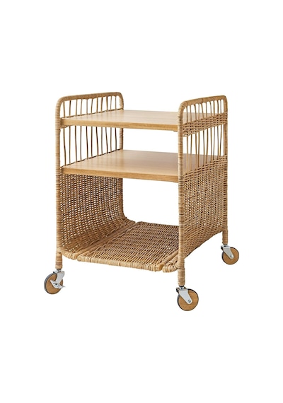 Yan Sehpa, Rattan, 37x53 Cm Tekerlekli